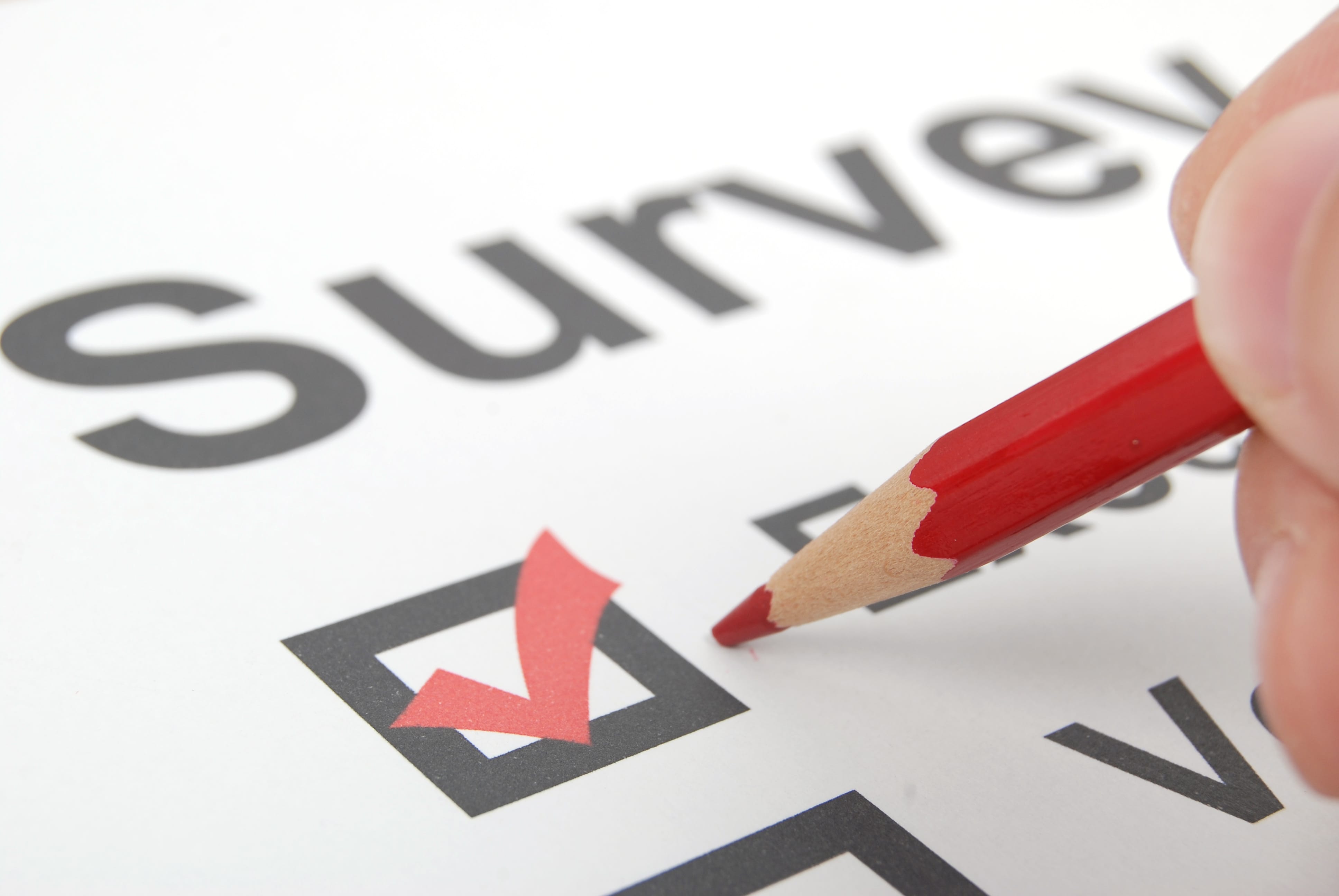 Illustration of the word 'Survey' with checked boxes below.