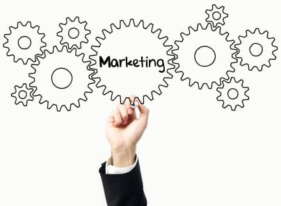 Business team in a meeting discussing marketing plans.