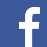 The Facebook logo in blue and white.