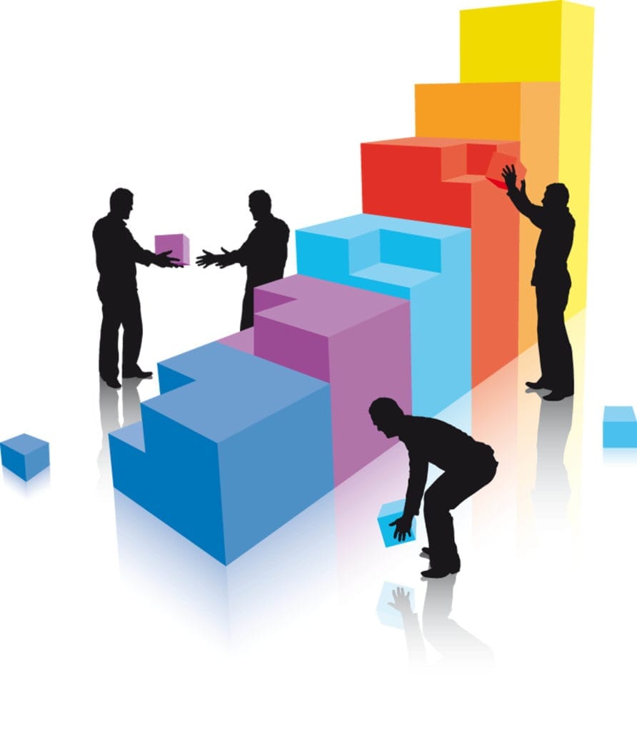 Illustration of dental practice management concepts, including organizational structures and expansion strategies.