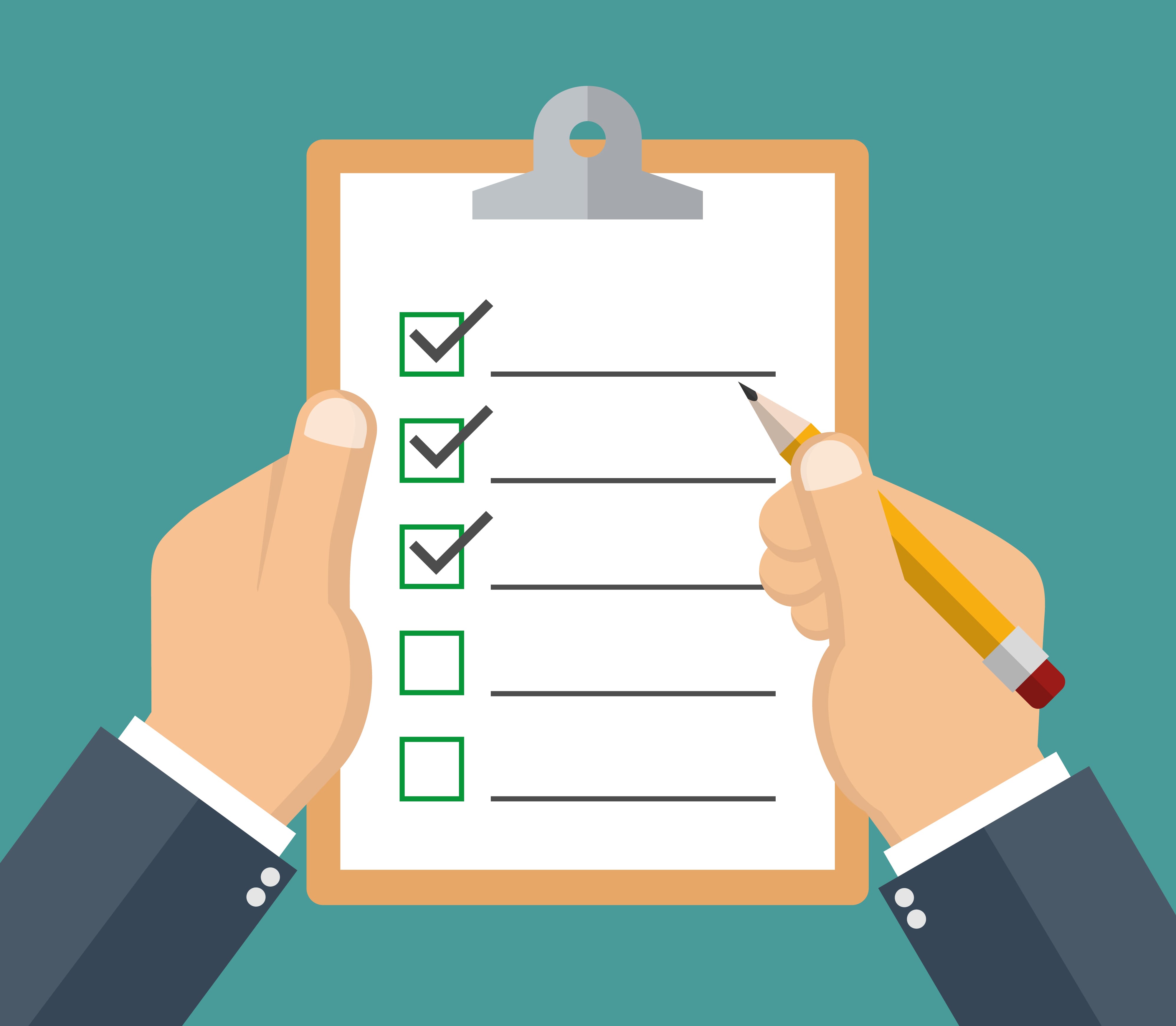 Graphic of a checklist for dental practice management.