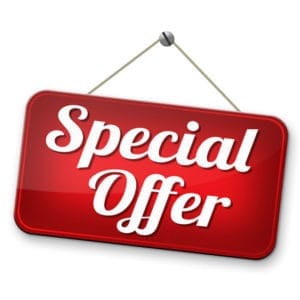 A colorful advertisement for special dental treatment offers.