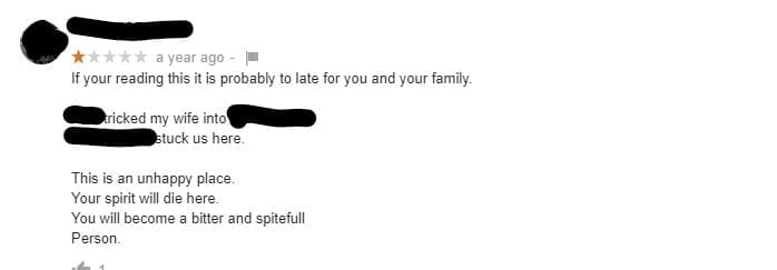 Screenshot of a negative review for a dental office.