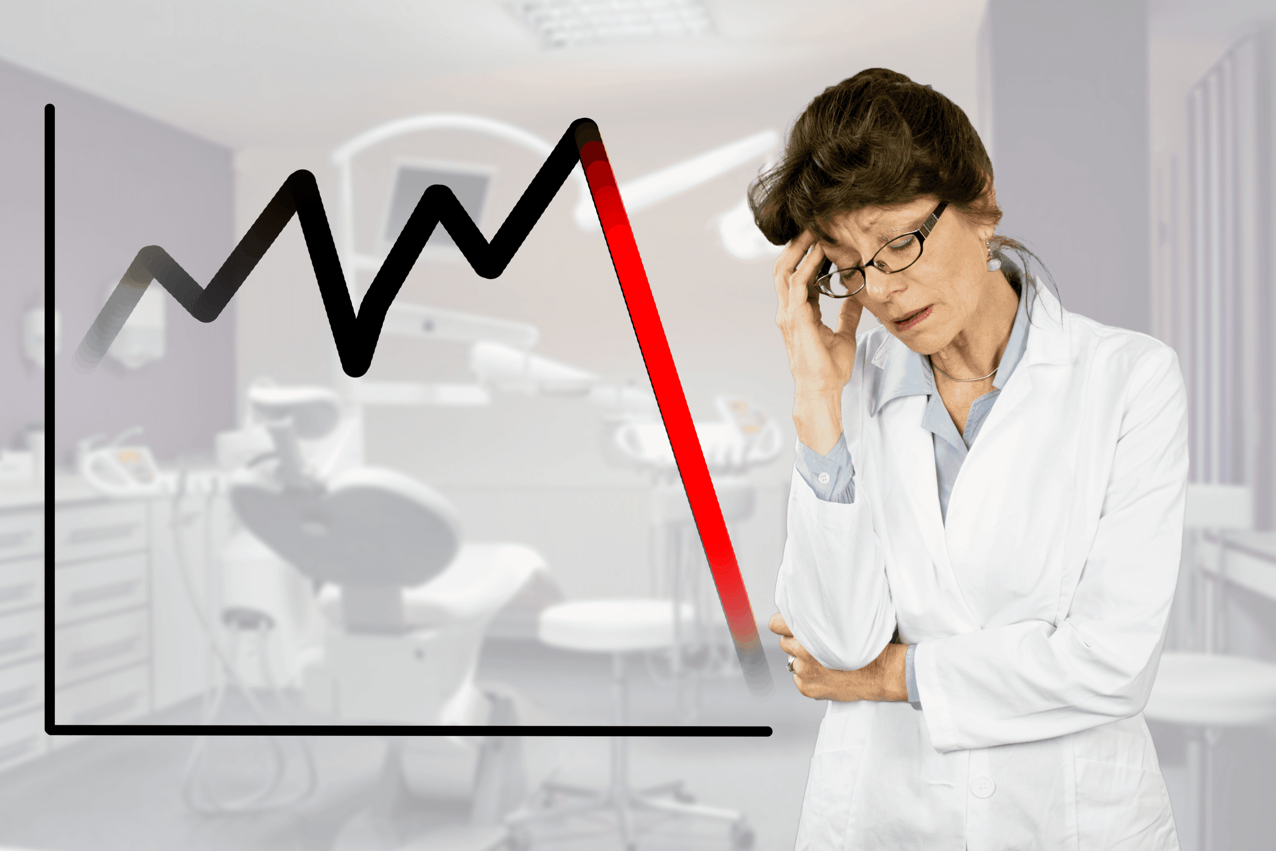 Line graph depicting a sharp decline in visitors.