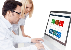 A team of dental professionals collaborating in an office.