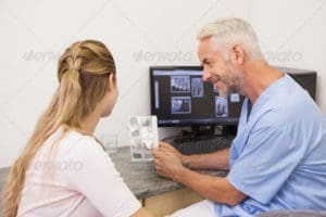 Employees practicing job duties in a professional office environment.