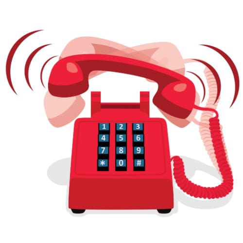 Graphic of a red phone ringing