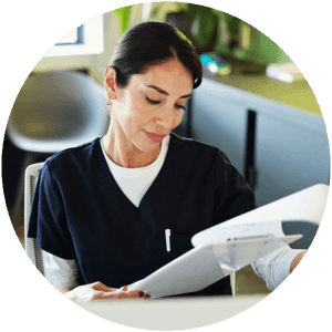 Illustration of dental hygiene tools and patient scheduling calendar