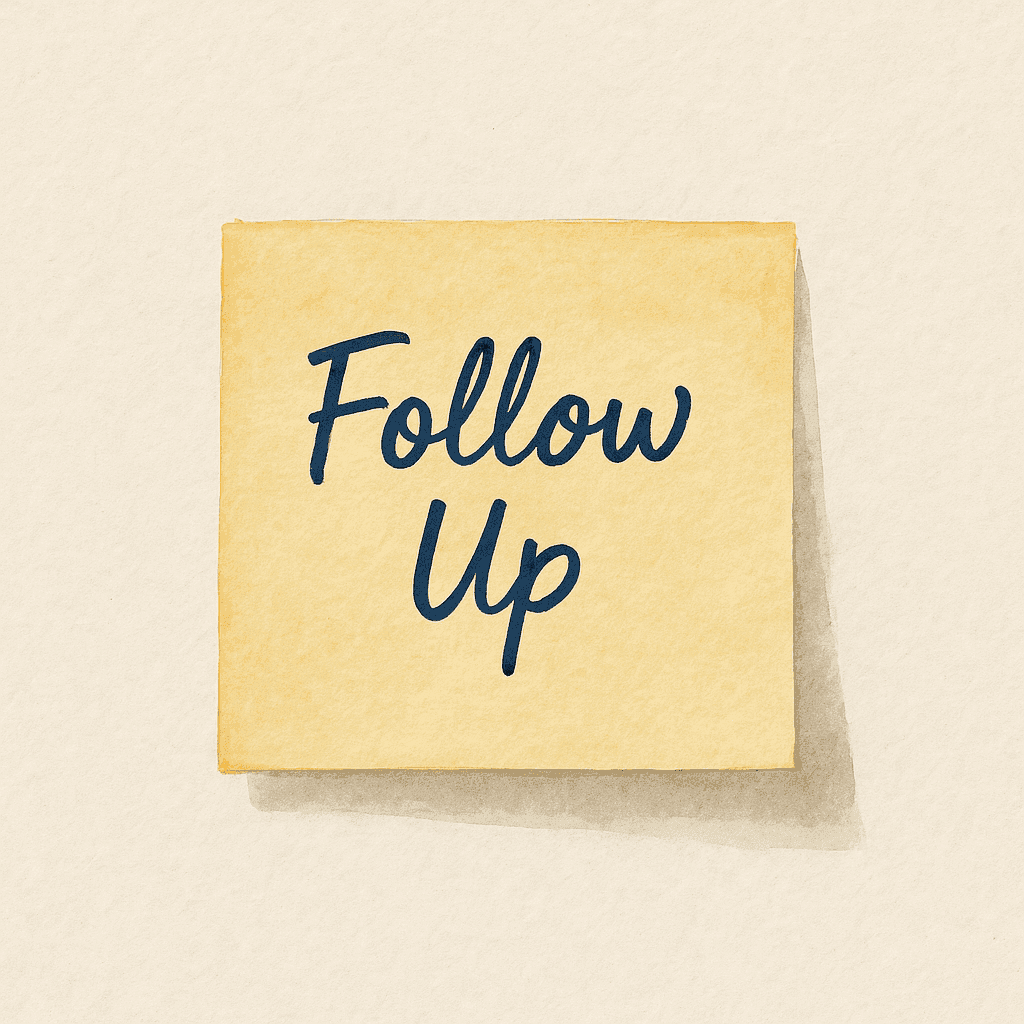 Graphic showing follow-up reminders and calendar.