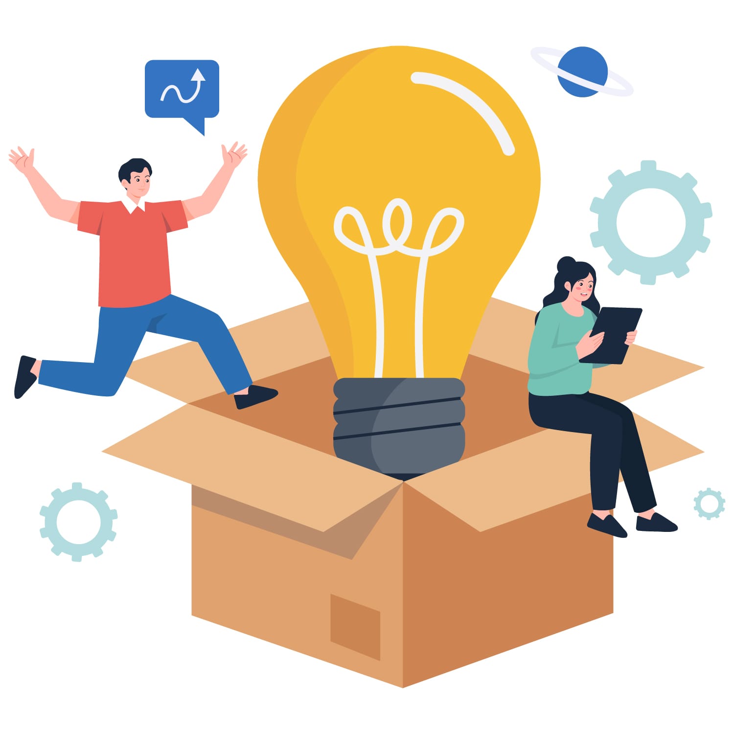 Illustration of thinking outside the box.