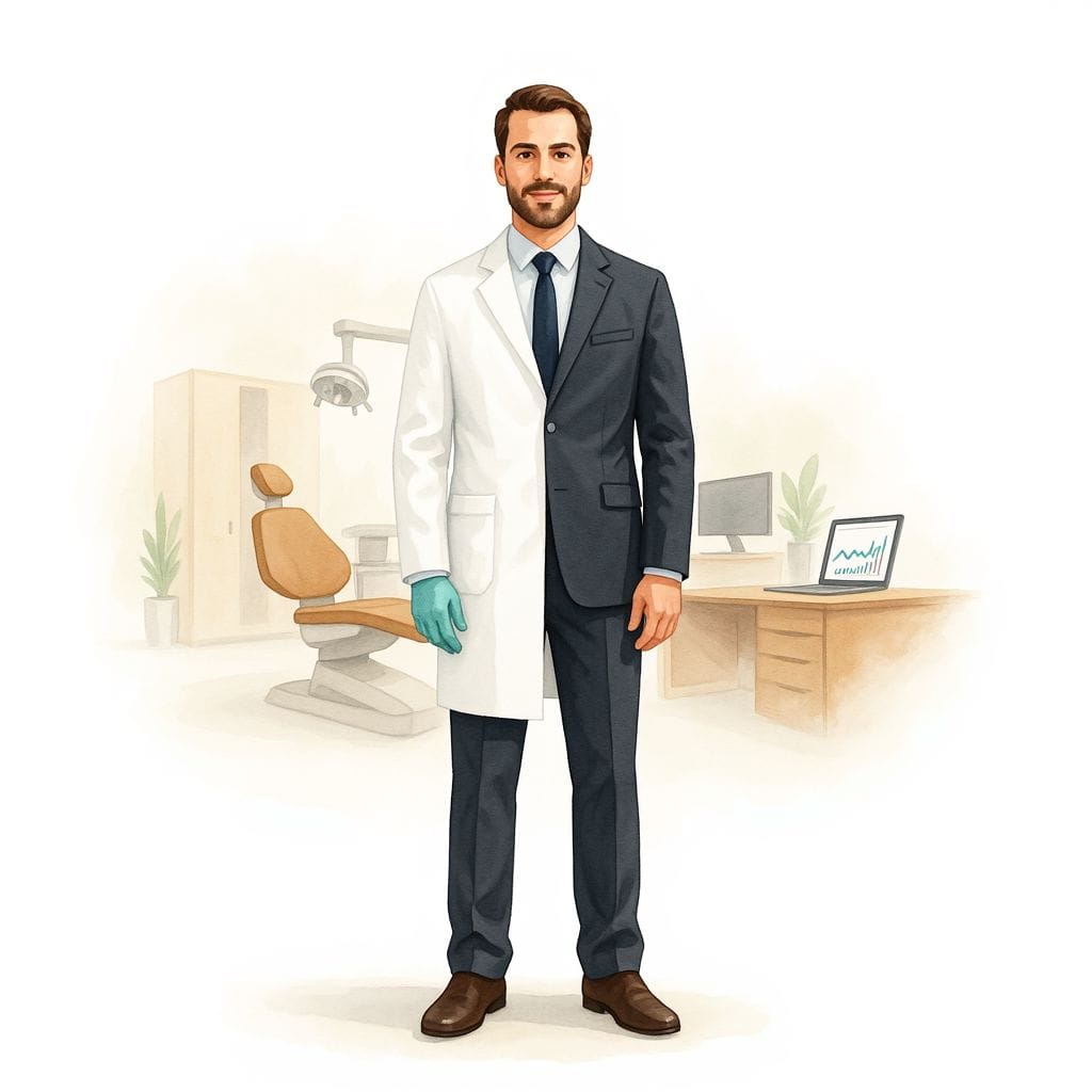 Split-cropped portrait of a professional in business attire.