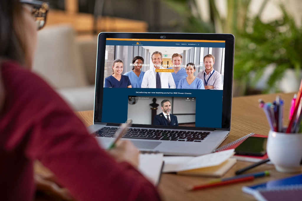 Online course on a laptop